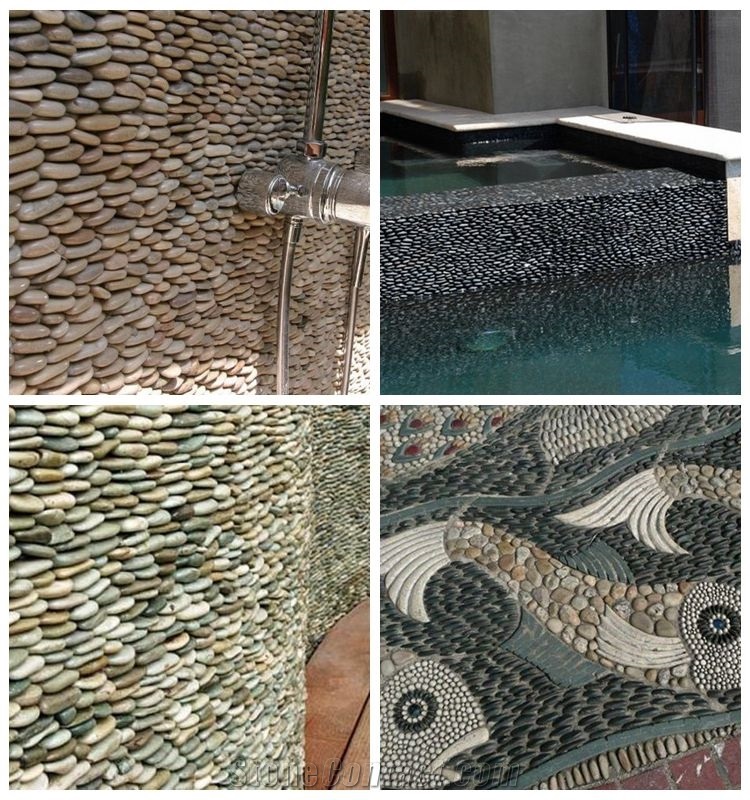 White Standing Pebble Tiles,Polished Mesh Pebble,River Stone Pebble Mosaic