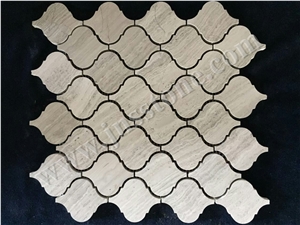 White Marble Mosaic, White Wood Marble New Design Pattern, Natural Stone Mosaic