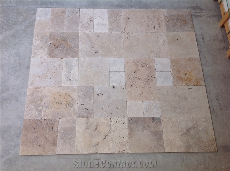 Travertine French Pattern Travertine Sets Tiles & Slabs, Beige Travertine Floor Tiles, Wall Tiles