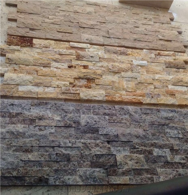 yellow travertine Split Face Stone Wall Decor,  wall cladding, ledge stone 