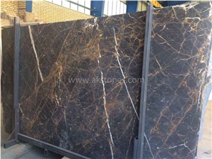 Kashan Golden Black Marble Tiles & Slabs, Polished Marble Floor Tiles, Wall Tiles