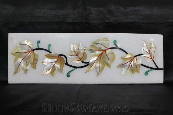 Marble Mother Of Pearl and Semi Precious Stones Border Inlay