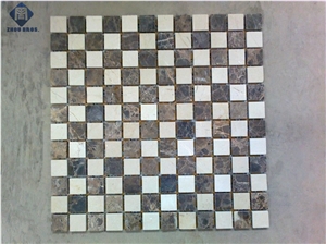 China Emperador Dark+White Marble Mosaic Tile , Popular Mosaic for Wall and Floor