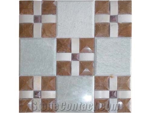 Beige Marble Mixed Brown Marble Tiles Patio Mosaic Pattern for Wall Cladding