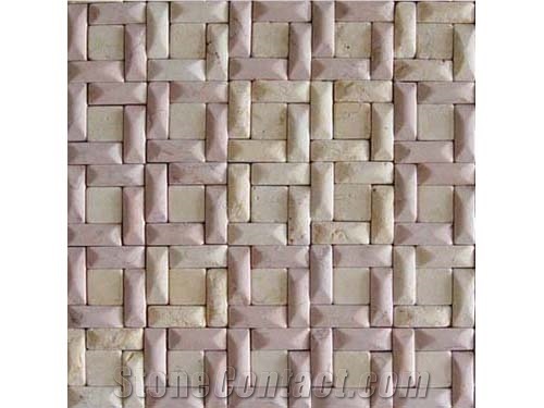Beige Marble Mixed Pink Marble Mosaic Tile Patio Pattern for Flooring & Wall Covering