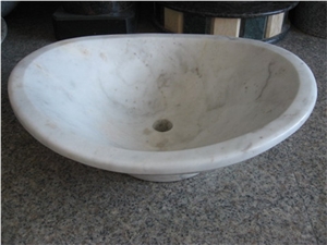Bianco Carrara Marble Oval Sinks/ White Marble Wash Basins/ Vessel Sinks