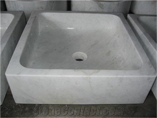Bianco Carrara Marble Square Sinks/ White Marble Basins