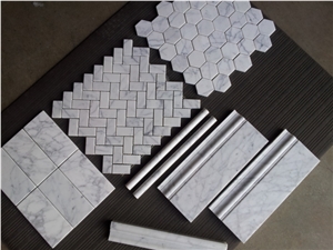 Bianco Carrara White Marble Hexagon Shaped Mosaic Tiles Polished for Bathroom Walling /Marble Mosaic for Floor Covering
