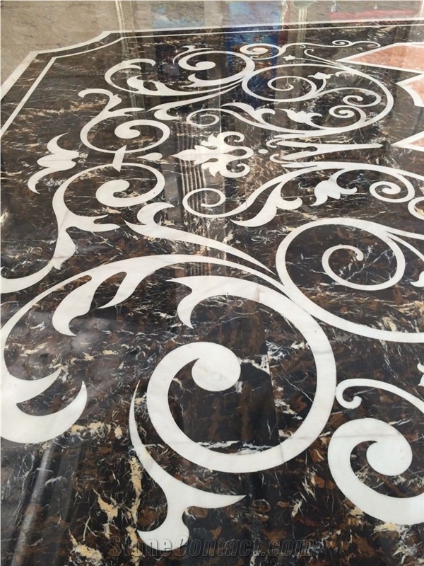 Black Marble Waterjet Medallions / Carpet Medallions Pattern for Flooring