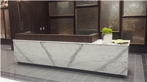 Calacatta Carrara White Marble Reception Countertop/ Natural Stone Marble Reception Desk