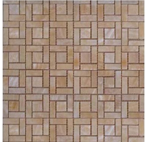 China Honey Onyx Patio Mosaic Pattern Tiles Polished / Brick Mosaic for Bathroom Walling Design/ Beige Onyx Floor Mosaic Tiles