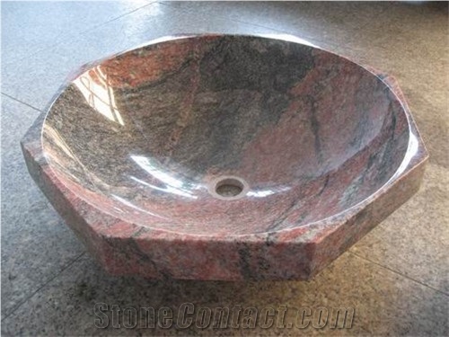 China Multicolor Red Granite Round Sinks/ Basin