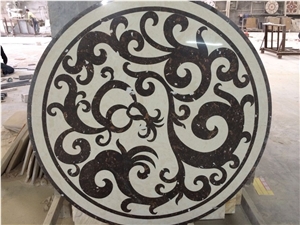 Crema Marfil Marble Mixed Black Marble Waterjet Medallions Pattern Patio for Flooring / Carpet Medallions