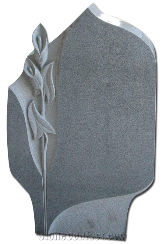 G654 Sesame Grey Granite Flower Shaped Tombstone Simple Design /Headstone/ Gravestone