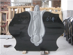 Hebei Black Granite Mary Sculptured Western Style Tombstone &China Black Granite Jewish Style Monuments