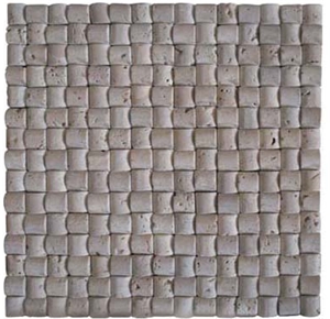 Light Cream Travertine Mosaic Tiles Tumbled Antique Style Flooring