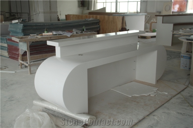 Manmade Stone White Marble Round Reception Countertop/Solid Surface Marble Reception Desk