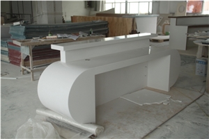 Manmade Stone White Marble Round Reception Countertop/Solid Surface Marble Reception Desk