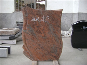 Multicolor Red Granite Tombstone / Western Style Headstone /Gravestone Simple Design Hot Sale