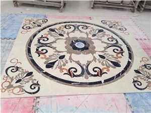 Nero Marquina Marble Mixed Crema Marfil Marble Waterjet Medallions Pattern for Floor Covering