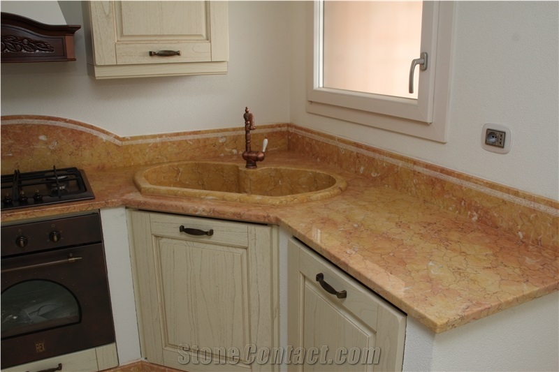 Own Factory-Rosa Valencia Marble Kitchen Countertop /Kitchen Worktop with Sinks