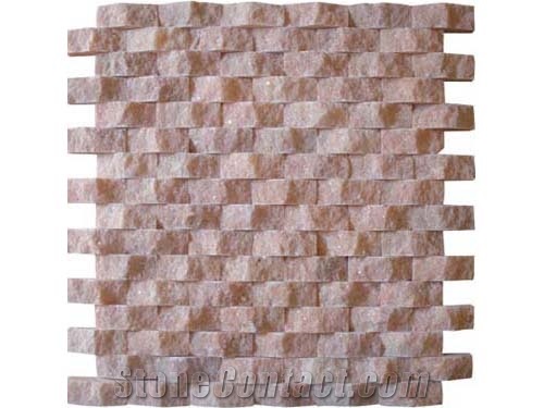 Pink Marble Split Face Mosaic Tiles for Cultured Walling