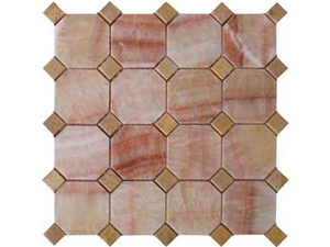 Pink Onyx Hexagon Mosaic Tiles for Hotel Bathroom Floor Deisgn