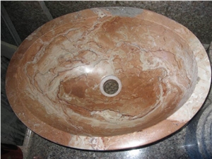 Red Marble Vessel Sinks/ Round Basin for Bathroom