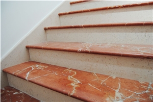 Rosso Alicante Marble Stairs Treads,Red Marble Steps/ Rojo Alicante Classical Marble Steps,Risers for Home Decoration