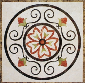 Rosso Alicate Marble Mixed Crema Marfil Marble Waterjet Medallions Pattern for Floor Covering