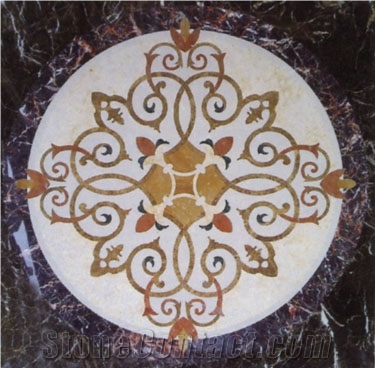 Rosso Levanto Marble Mixed Cream Marfil Marble Waterjet Medallions /Medallions Pattern for Floor Covering