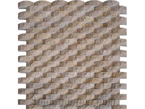 Split Face Beige Marble Mosaic Tiles for Bathroom Walling Design/ Floor Mosaic