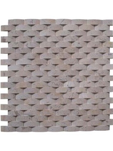 Split Face Light Cream Travertine Mosaic Tiles for Walling/ Beige Travertino Mosaic