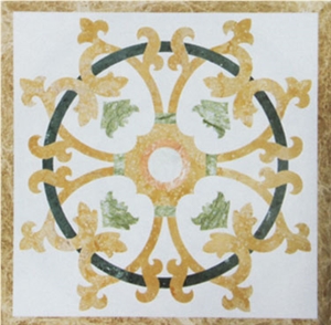 White Marble Mixed Yellow Marble Waterjet Medallions /Medallions Pattern for Floor Covering