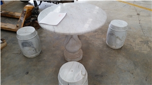 Chenchun Color Onyx Table and Stool,Round Stone,Table and Stool