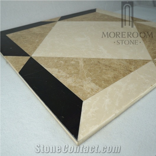 Beige Marble Tile Square Waterjet Marble Laminated Panel Tile