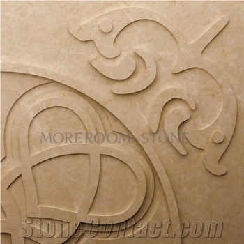 Ceramic Stone Wall Panel Carving Panel 3d Marble Background Decors Beige Marble Marbe Carving for Wall