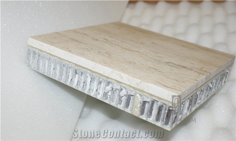 Crema Marfil Beige Composite Porcelain Tiles Honeycomb Laminated Marble Panel