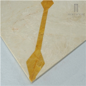 Golden Marble Floor Thin Laminated Water-Jet Medallions