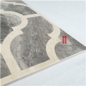 Grey Marble,Spain Beige Marble Water-Jet Pattern Flooring