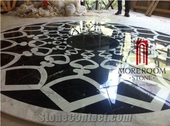 Home Decor Waterjet Cut Marble Floor/Wall Medallion Custom to Size Ceramic Back