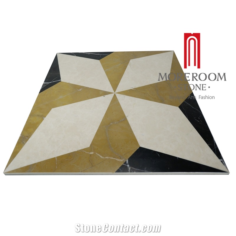Mixcolor Beige and Black Marble Design for Free /Waterjet Marble Laminated Panel Tile
