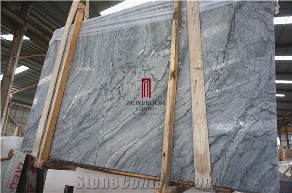 Riviera Marble Slab & Tile Natural White with Grey Line Marble
