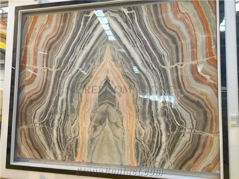Translucent Bookmatch Fantasy Onyx Tiles for Wall Background Decoration