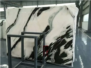 Turky White Marble Panda Marble White Slab Wall Design Black Lines with Disorder