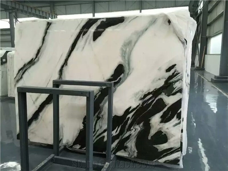 White Panda Pattern Marble Slab & Tile for Wall and Floor