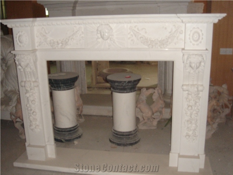 Polished White Marble Fireplaces