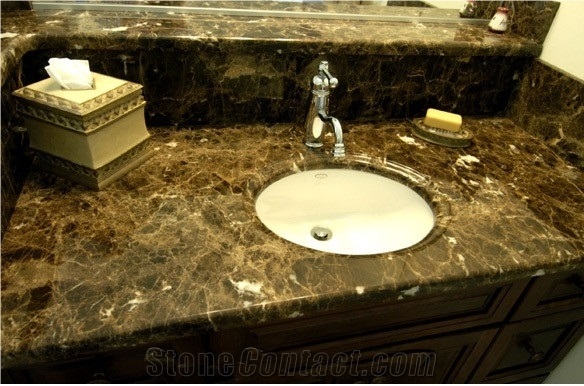 Spain Marble Marron Emperador Dark Vanitytops Bath Top Countertop Table Top