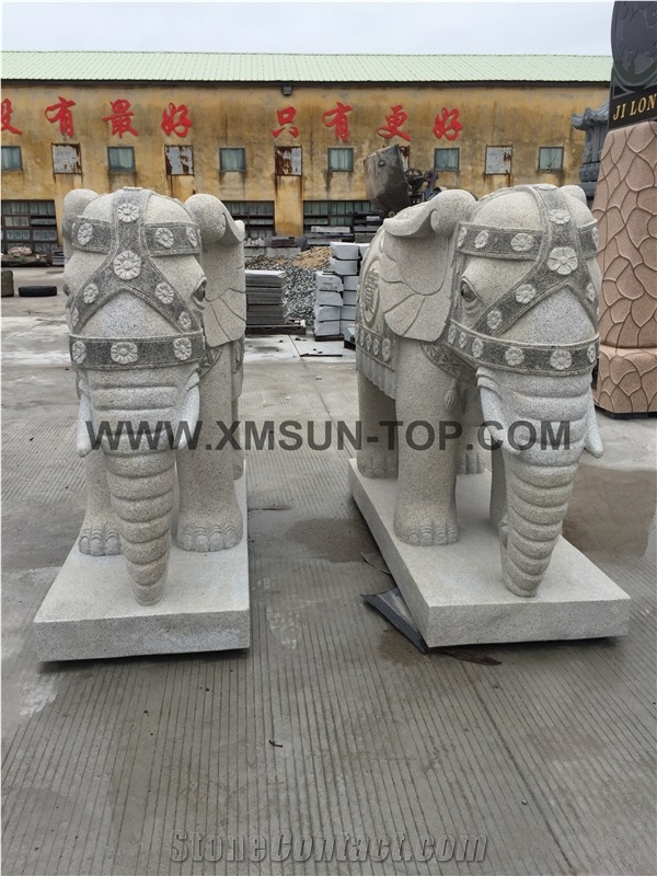 Animal Stone Sculpture/Stone Elephant /China Handcarved Sculpture/Stone Carving/Granite Engraving/Garden Decoration/Landscape Sculptures/Religious Stone Animals/Grey Stone Carving