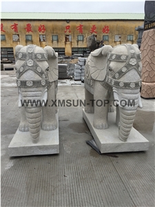 Animal Stone Sculpture/Stone Elephant /China Handcarved Sculpture/Stone Carving/Granite Engraving/Garden Decoration/Landscape Sculptures/Religious Stone Animals/Grey Stone Carving